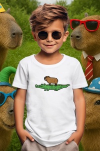 Tricou copii Capybara - pe crocodil - Img 3
