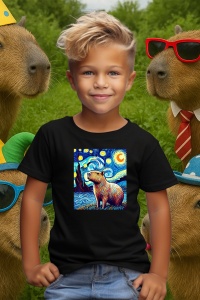 Tricou copii Capybara - pictat in stil Van Gogh - Img 5