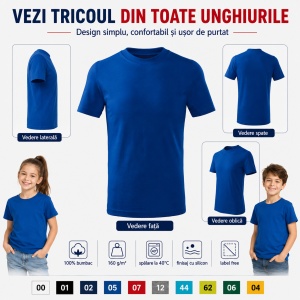 Tricou Copii Clasic Basic Free – Băiat și Fată, 100% Bumbac, Confortabil - Img 9