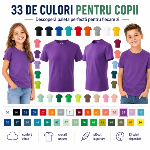 Tricou Copii Clasic Basic Kids, Băiat/Fată, Bumbac 100% Confortabil, 160 g/m², Mărimi 4–12 ani - Img 8