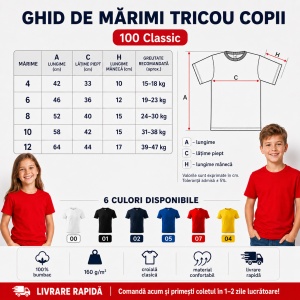 Tricou Copii Classic Malfini – 100% Bumbac, Mânecă Scurtă, Fete și Băieți, 6 Culori - Img 4