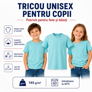 Tricou Copii Classic New Malfini – 100% Bumbac, Mânecă Scurtă, Fete și Băieți, 18 Culori - Img 8