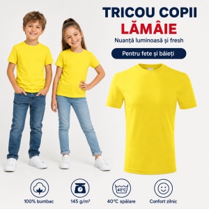 Tricou Copii Classic New Malfini – 100% Bumbac, Mânecă Scurtă, Fete și Băieți, 18 Culori - Img 18