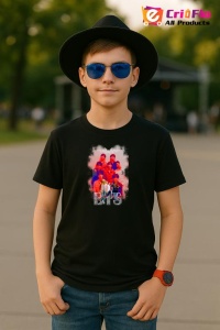 Tricou copii cu formatia BTS 3 , din bumbac 100%