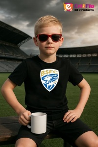 Tricou copii cu logo stema Brescia calcio Italia, din bumbac 100% - Img 4