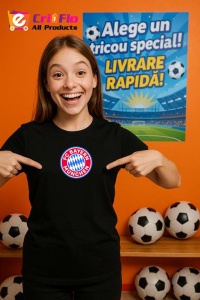 Tricou copii cu logo stema FC Bayern München Germania, din bumbac 100% - Img 6