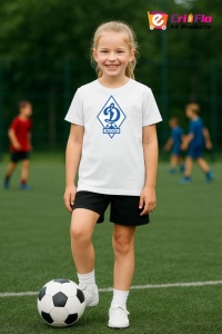 Tricou copii cu logo stema FC Dinamo Moscova Rusia, din bumbac 100% - Img 8