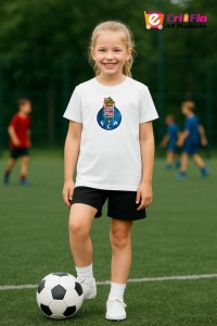 Tricou copii cu logo stema FC Porto Portugalia, din bumbac 100% - Img 7