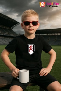 Tricou copii cu logo stema Fulham FC Anglia, din bumbac 100% - Img 4