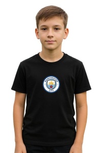 Tricou copii cu logo stema Manchester City Anglia, din bumbac 100%
