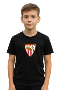 Tricou copii cu logo stema Sevilla FC Spania, din bumbac 100% - Img 2