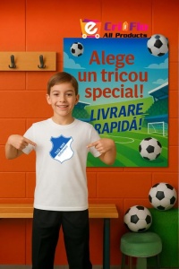 Tricou copii cu logo stema TSG Hoffenheim Germania, din bumbac 100% - Img 9