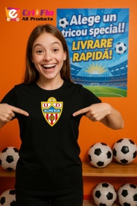 Tricou copii cu logo stema UD Almeria Spania, din bumbac 100%