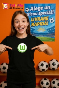 Tricou copii cu logo stema VfL Wolfsburg Germania, din bumbac 100% - Img 6