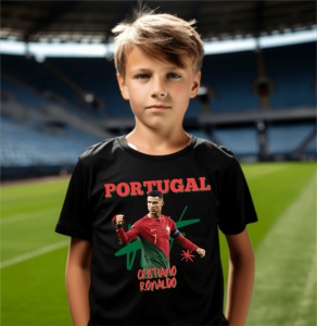 Tricou copii din bumbac 100%, personalizat cu Cristiano Ronaldo - Portugal - Cadou