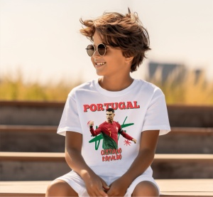 Tricou copii din bumbac 100%, personalizat cu Cristiano Ronaldo - Portugal - Cadou - Img 4