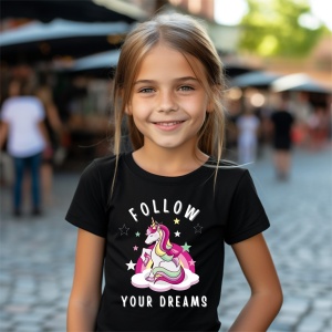 Tricou copii din bumbac 100%, personalizat cu Follow Your Dreams - Cadou