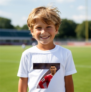 Tricou copii din bumbac 100%, personalizat cu fotbalistul Cristiano Ronaldo - 7 - Cadou - Img 4