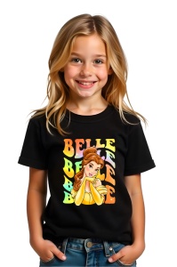 Tricou Copii din bumbac 100%, personalizat cu personajul Belle - Img 2