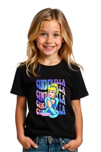 Tricou Copii din bumbac 100%, personalizat cu personajul Cindrella Printesa - Img 2