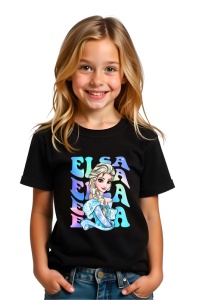 Tricou Copii din bumbac 100%, personalizat cu personajul Printesa Elsa