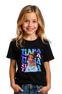 Tricou Copii din bumbac 100%, personalizat cu personajul Tiana