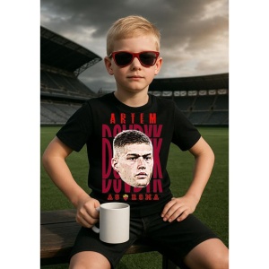 Tricou Copii din bumbac cu fotbalistul Artem Dovbyk-AS Roma - Img 4