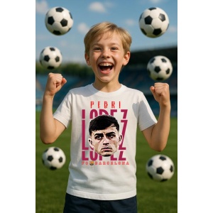 Tricou Copii din bumbac cu fotbalistul Pedro Gonzalez Lopez-FC Barcelona - Img 6