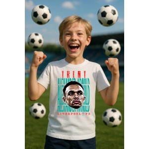 Tricou Copii din bumbac cu fotbalistul Trent Alexander-Arnold-Liverpool FC