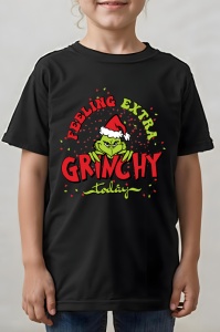 Tricou copii - Feeling extra Grinchy - Crăciun, modă, stil, cadouri, sărbători, festiv - Img 2