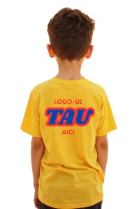 Tricou copii galben personalizat cu logo-ul companiei - Spate
