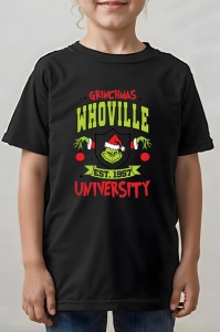 Tricou copii - Grinchmas University - Crăciun, modă, stil, cadouri, sărbători, festiv