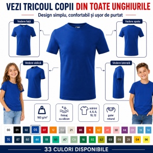 Tricou Copii Simplu din bumbac pentru Băieți 135 - Img 8