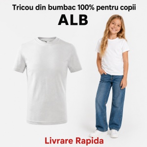 Tricou Copii Simplu din bumbac pentru Fete 135 - Img 11
