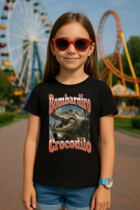 Tricou Copii Tralalelo Tra la la Bombadiro Crocodilo Funny Italian Brainrot Meme Graphic T-Shirt - Img 4