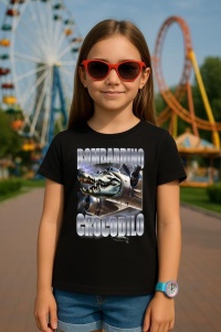 Tricou Copii Tralalelo Tra la la Bombardiro Crocodilo - Italian Brainrot Meme T-Shirt