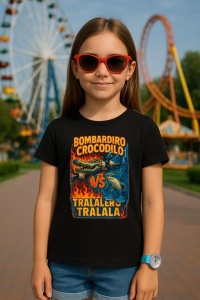 Tricou Copii Tralalelo Tra la la Bombardiro Crocodilo VS Tralalero Tralala - Italian Brainrot T-Shirt (1)