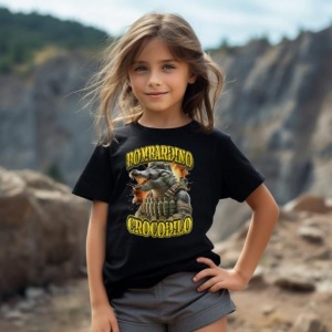 Tricou Copii Tralalelo Tra la la Italian Brainrot Bombardino Crocodilo Funny Meme T-Shirt - Img 4