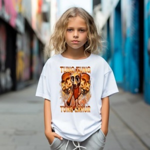 Tricou Copii Tralalelo Tra la la Tung Tung Tung Sahur Funny Meme Brainrot Humor Gen Z T-Shirt - Img 5