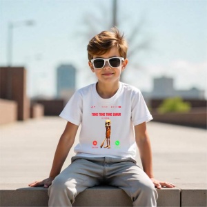 Tricou Copii Tralalelo Tra la la Tung Tung Tung Sahur - Italian Brainrot Meme T-Shirt - Img 5
