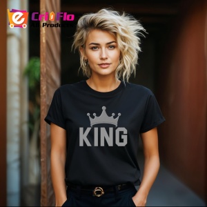 Tricou Coroana Rege Neagra, din bumbac 100%, tricou negru Copii | Dama | Barbat - Img 8