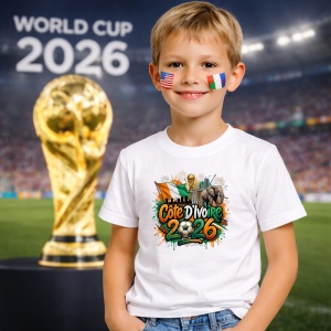 Tricou Cote D Ivoire World Cup 2026 Fifa, din bumbac 100%, tricou alb, Copii | Dama | Barbat - Img 5