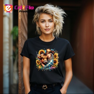 Tricou Cowgirl hugging cow, fata cowgirl imbratisand o vaca, Copii | Dama | Barbat , tricou negru