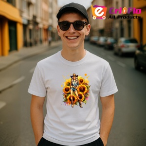 Tricou cowgirl pose sunflowers background, cowgirl cu fundal floarea soarelui, Copii | Dama | Barbat - Img 5