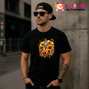 Tricou Cowgirl pose sunflowers background, cowgirl cu fundal floarea soarelui, Copii | Dama | Barbat , tricou negru - Img 11
