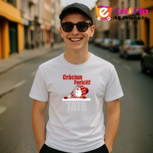 Tricou Craciun Fericit Tata Model Simplu, din bumbac 100%, tricou alb, Dama | Barbat - Img 3