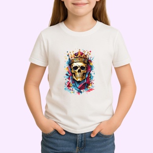 Tricou Craniu cu coroana imagine pop art intens colorata Copii | Dama | Barbat - Img 4
