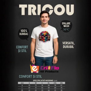 Tricou Craniu cu coroana si casetofoane stil street art colorat Copii | Dama | Barbat - Img 7