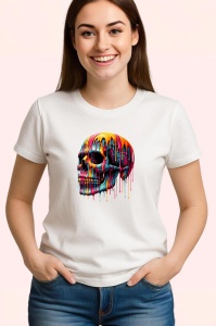 Tricou Craniu inflacarat cu culori neon fundal alb Copii | Dama | Barbat - Img 3