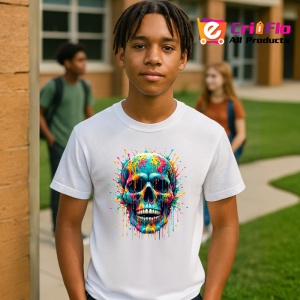 Tricou Craniu inflacarat cu detalii metalice Copii | Dama | Barbat - Img 5